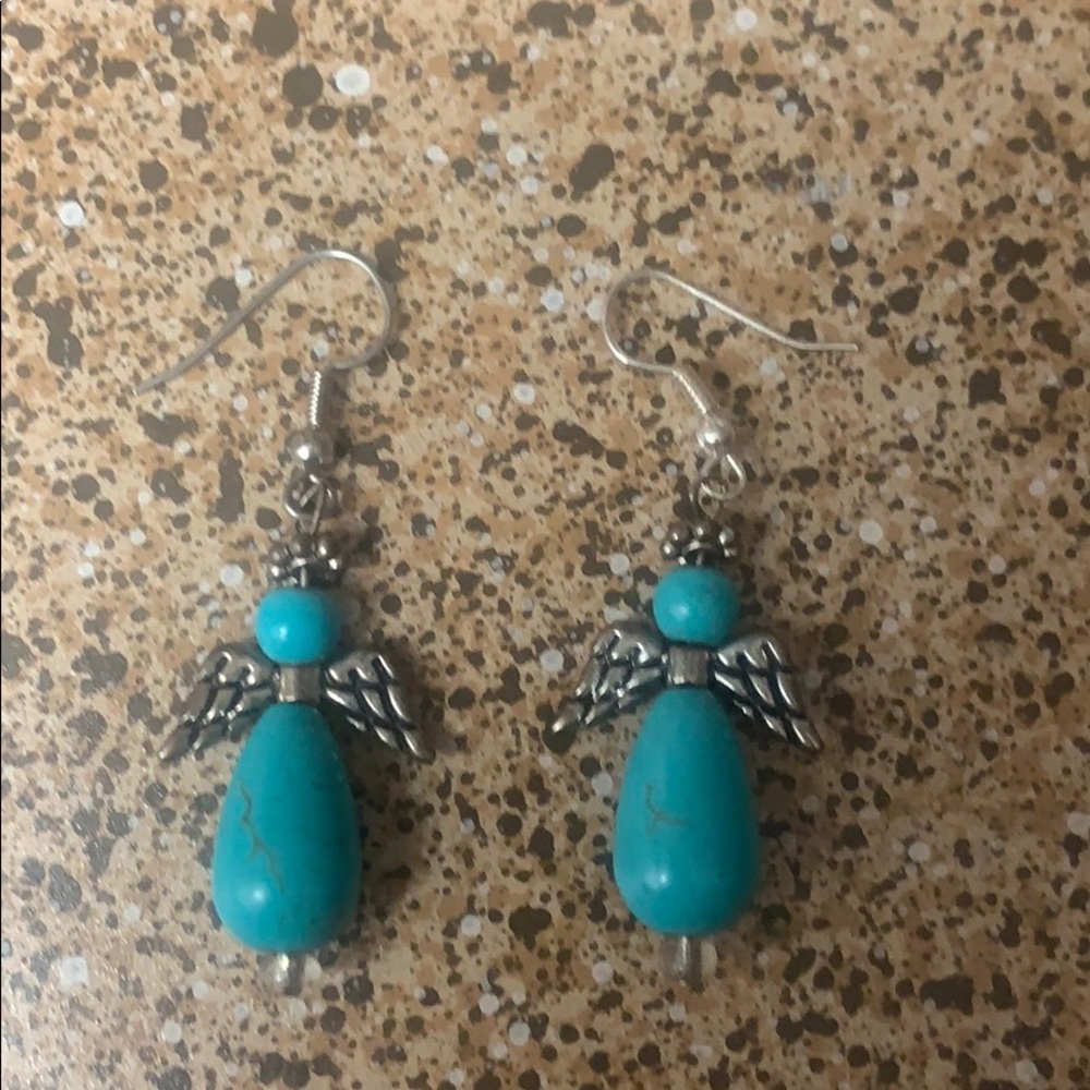 Cute Handmade Turquoise Angel Earrings